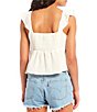Color:White - Image 2 - Ruffle Strap Keyhole Tie Front Babydoll Top