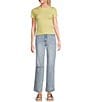 Moa Moa Seamless Short Sleeve T-Shirt, Color:Pale Yellow - Image 3