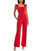 Color:Red - Image 1 - Sleeveless Cut-Out Back Wide Leg Jumpsuit
