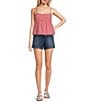 Moa Moa Sleeveless Gingham Printed Bubble-Hem Tank Top - Image 3