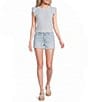 Moa Moa Striped Short Flutter Short Sleeve Crew Neck Top - Image 3