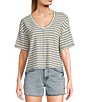 Moa Moa Striped V-Neck Short Sleeve Top,Specials : American Fashion Style Bags On Sale Moa Moa Striped V-Neck Short Sleeve Top,Specials : American Fashion Style Bags On Sale