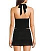 Moa Moa V-Neck Halter Faux Suede Smocked Top - Image 2