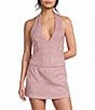 Moa Moa V-Neck Halter Faux Suede Smocked Top - Image 5