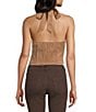 Moa Moa V-Neck Halter Smocked Top, Color:Mocha - Image 2