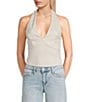 Moa Moa V-Neck Halter Smocked Top, Color:Bone - Image 1