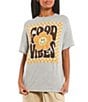 Color:Heather Grey - Image 1 - #double;Good Vibes#double; Graphic T-Shirt