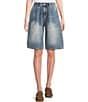 Mod Ref Capri Denim Shorts, Color:Denim - Image 1