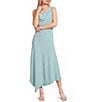 Mod Ref Cowl Neck Sleeveless Cinched Asymmetric Midi Dress - Image 1