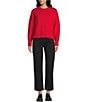 Mod Ref Cropped Oversized Long Sleeve Sweater, Color:Red - Image 3