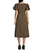 Mod Ref Gingham Scoop Neck Midi Dress, Color:Brown - Image 2