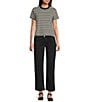 Mod Ref Knit Crew Stripe T-Shirt, Color:Black/White - Image 3