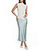 Mod Ref Knit High Cowl Neck Sleeveless Cinched Knot Top - Image 3