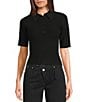 Mod Ref Short Sleeve Collared Top, Color:Black - Image 1