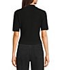 Mod Ref Short Sleeve Collared Top, Color:Black - Image 2