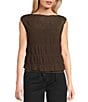 Mod Ref Boat Neck Mesh Top, Color:Brown - Image 1