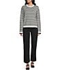 Mod Ref Stripe Long Sleeve Crew Sweater, Color:Black - Image 3