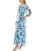 Moda Tara 3/4 Sleeve Floral Print Chiffon Faux Wrap Maxi Dress, Color:Powder Blue Lavender - Image 3