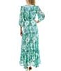 Moda Tara 3/4 Sleeve V-Neck Floral Print Chiffon Wrap Dress, Color:Aqua Seafoam - Image 2