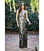 Moda Tara 3D Floral Embroidered Sequin Mesh Square Neck Sleeveless Gown, Color:Black Silver - Image 5