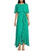 Moda Tara Boat Neck Tie Waist High-Low Hem Wrap Dress, Color:Lawn - Image 1
