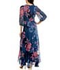 Moda Tara Chiffon 3/4 Sleeve Ruffle Floral Print V-Neck Wrap Dress, Color:Slate Multi - Image 6