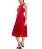 Moda Tara Crew Neck Sleeveless Pleated Fit and Flare Midi Dress, Color:Ruby Red - Image 3