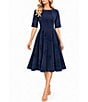 Moda Tara Embossed Print Midi Dress - Image 4