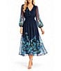 Moda Tara Floral Chiffon Ruffle Neck Midi Dress - Image 1