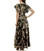 Moda Tara Floral Foil Print Chiffon Flutter Sleeve Cowl Neck Maxi Dress, Color:OliveMulti - Image 2