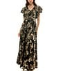 Moda Tara Floral Foil Print Chiffon Flutter Sleeve Cowl Neck Maxi Dress, Color:OliveMulti - Image 5