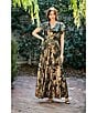 Moda Tara Floral Foil Print Chiffon Flutter Sleeve Cowl Neck Maxi Dress, Color:OliveMulti - Image 6