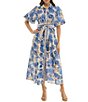 Moda Tara Floral Print Puff Sleeve Button Down Shirtdress - Image 1