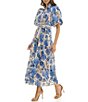 Moda Tara Floral Print Puff Sleeve Button Down Shirtdress - Image 3