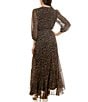 Moda Tara Leopard Print Chiffon 3/4 Sleeve Faux Wrap Dress, Color:Brown Black - Image 2
