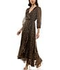 Moda Tara Leopard Print Chiffon 3/4 Sleeve Faux Wrap Dress, Color:Brown Black - Image 4