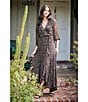 Moda Tara Leopard Print Chiffon 3/4 Sleeve Faux Wrap Dress, Color:Brown Black - Image 7