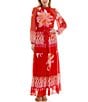 Moda Tara Mock Neck Floral Printed Maxi Dress, Color:Red Multi - Image 1