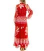 Moda Tara Mock Neck Floral Printed Maxi Dress, Color:Red Multi - Image 2