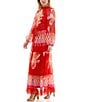Moda Tara Mock Neck Floral Printed Maxi Dress, Color:Red Multi - Image 3
