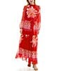Moda Tara Mock Neck Floral Printed Maxi Dress, Color:Red Multi - Image 4