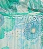 Moda Tara Plus Size 3/4 Sleeve Faux Wrap Shadow Stripe Chiffon Floral Dress, Color:Aqua Seafoam - Image 3