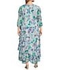 Moda Tara Plus Size 3/4 Sleeve Floral Print Chiffon Faux Wrap Maxi Dress, Color:Powder Lavender - Image 2