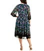 Moda Tara Plus Size 3/4 Sleeve Floral Printed Midi Dress, Color:Black Multi - Image 2