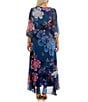 Moda Tara Plus Size Chiffon Floral Print Maxi Dress, Color:Slate Multi - Image 2