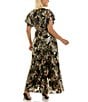 Moda Tara Plus Size Foil Print Chiffon Flutter Sleeve Cowl Neck Maxi Dress, Color:Olive Mult - Image 2