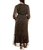 Moda Tara Plus Size Leopard Print Chiffon 3/4 Sleeve Faux Wrap Dress, Color:Brown Black - Image 2