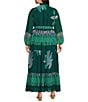 Moda Tara Plus Size Long Sleeve Floral Printed Maxi Dress, Color:Pine Multi - Image 2