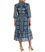Moda Tara Plus Size Point Collar Button Front Printed Midi Dress - Image 2