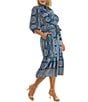 Moda Tara Plus Size Point Collar Button Front Printed Midi Dress - Image 3